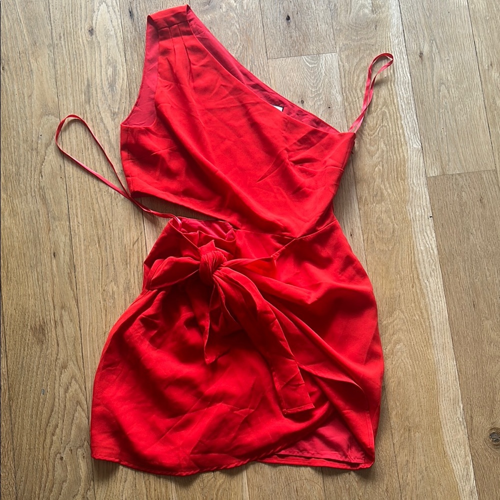 One-Shoulder Red Dress